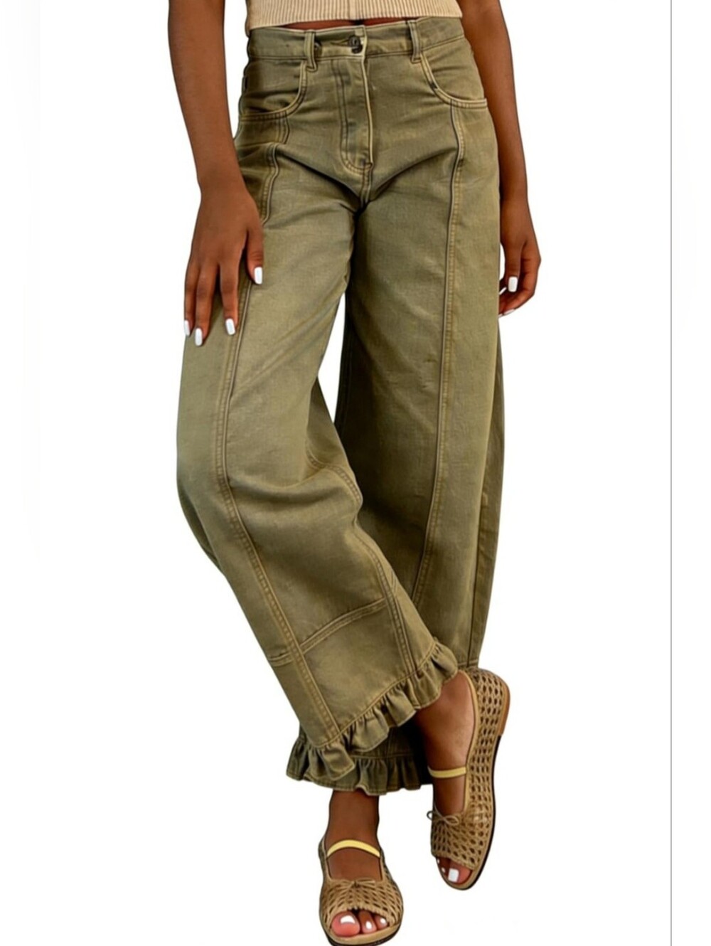 NWT Olive Barrel Leg Pants | Size XL | New Release | Just Arrived - Picture 5 of 5